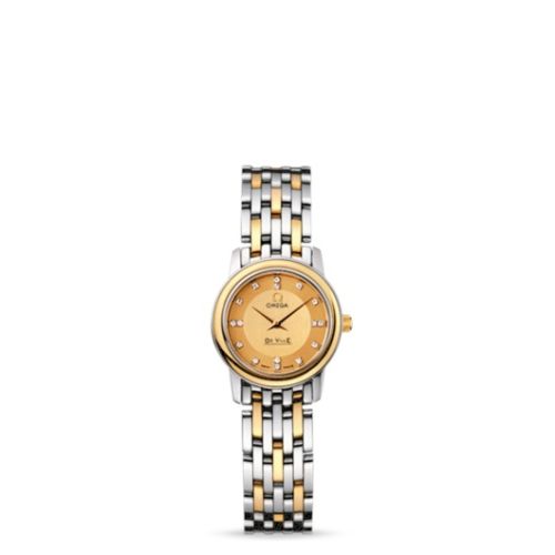 Omega De Ville Prestige Quartz 22 Stainless Steel / Yellow Gold / Champagne / Bracelet